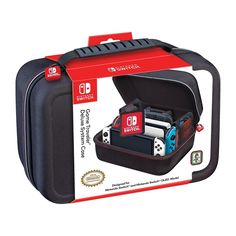 the nintendo switch travel case is packed with games and accessories in it's compartment