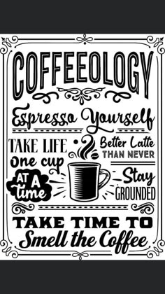 a poster with coffee related words on it