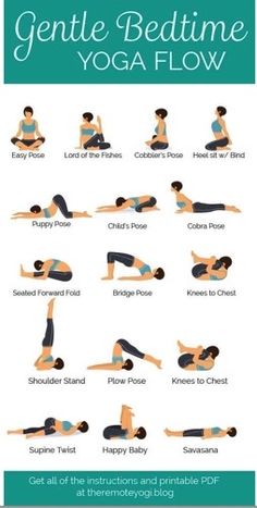 the gentle bedtime yoga flow poster with instructions for beginners to do it yourself