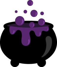 a black pot with purple liquid coming out of it