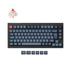 an image of a computer keyboard with four keys on the front and two red buttons on the back