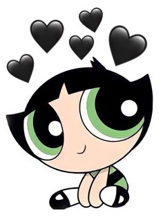 the powerpuff character with hearts above her head