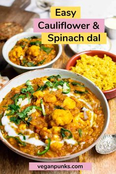 easy cauliflower and spinach dal