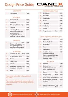 an orange and white flyer with the price list