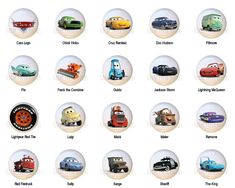 an image of cars and trucks in the form of circles on a white background with words below them