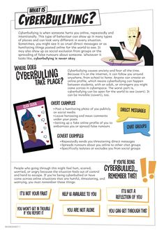 an info sheet with information about cyberbullying and what it means to be