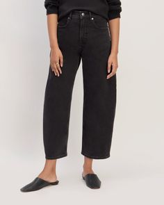 The Way-High® Curve Jean Washed Black – Everlane Modern Cropped Leg Bottoms With Relaxed Fit, Modern Washed Black Bottoms With Five Pockets, Washed Black Cropped Leg Bottoms For Fall, Relaxed Fit Bottoms For Fall, Washed Black High-rise Bottoms For Everyday, High Rise Washed Black Bottoms For Everyday, Everyday High Rise Washed Black Bottoms, Washed Black Bottoms With Standard Cut Leg For Fall, Washed Black Bottoms For Fall With Standard Cut Leg