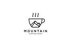 the logo for mountain coffeeshop, which is designed to look like a cup with mountains in it