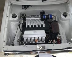 an engine in the trunk of a car