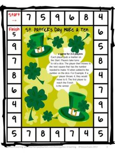 a game board with shamrocks and hats on it