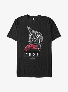 a black thor t - shirt with an image of the avengers logo on it,