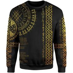 Viking Runes - Lunafide Sweat Noir, Streetwear Sweatshirt, Sweatshirts Online, Pullover Designs, Print Sweatshirt, Classic Man, Henley Shirts, Pullover Sweatshirts