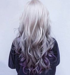 Colour Hair, Purple Highlights, Lilac Hair, Grey Ombre, Barbie Stuff, Ombre Hair Color