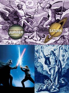 the star wars characters are depicted in this collage, and there is an image of them