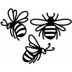 three black and white honeybees on a white background with the words bees above them