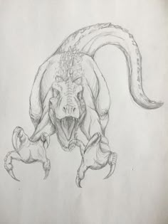 a drawing of an animal with horns and claws