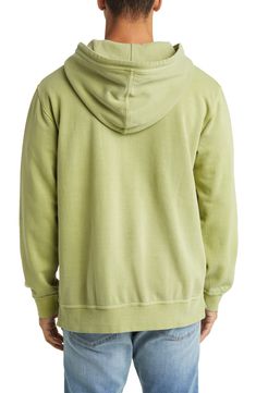 This ultracomfortable triple-ply fleece hoodie offers breathable comfort and is pigment garment dyed for a casual look. Drawstring hood Kangaroo pocket Ribbed cuffs and hem Side vents 80% cotton, 20% polyester Machine wash, dry flat Imported Acid Wash Hoodie Sweatshirt With Drawstring, Sporty Acid Wash Sweatshirt With Pockets, Washed Long Sleeve Athleisure Hoodie, Washed Hooded Hoodie For Athleisure, Washed Athleisure Hooded Hoodie, Acid Wash Cotton Hoodie, Washed Athleisure Hoodie, Hooded Cotton Sweatshirt, Hooded Washed Cotton Sweatshirt