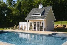 Small Pool House Plans, Siding With White Trim, Sunroom Pool, Luxury Pool Designs, California Pool