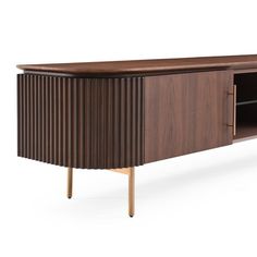 the sideboard is made out of wood and has an interesting pattern on it's sides