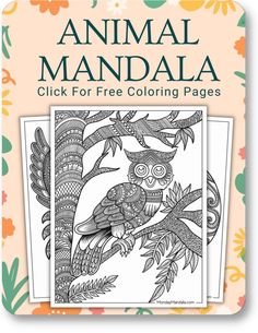 an adult coloring book with the title animal mandala click for free coloring pages