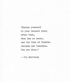 an old typewriter with the words explore yourself to your deepest form after that, fear has no power, and the fear of reason shrinks and fires you are free