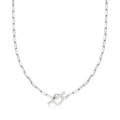 Ross-Simons - Sterling Silver 2.5mm Paper Clip Link Toggle Necklace. 18". The on-trend elements on this necklace aren't going out of style anytime soon, so get it now for a great price and wear it forever! Crafted out of sterling silver, it features 2.5mm paper clip links that secure with a toggle clasp. Sterling silver paper clip link necklace. Classic Toggle Necklace For Everyday, Modern Toggle Necklace With Toggle Clasp For Everyday, Modern Everyday Toggle Necklace With Clasp, Modern Toggle Clasp Necklace For Everyday, Classic Everyday Toggle Necklace With Adjustable Chain, Trendy Toggle Necklace With Lobster Clasp For Everyday, Classic Metal Toggle Necklace For Everyday, Classic Toggle Necklace With Cable Chain, Classic Everyday Toggle Necklace With Cable Chain