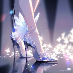 Manhwa Shoes, Glass Shoe, Party High Heels