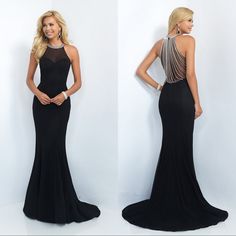 Black O-Neck Sleeveless Floor Length Long Mermaid Evening Dress Black Prom Gown, Backless Evening Gowns, Black Mermaid, Black Prom Dress, Black Formal, Black Prom, Grad Dresses, Beauty Dress