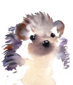 a watercolor painting of a small dog