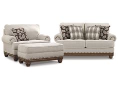 Harleson Wheat Loveseat, Chair, and Ottoman - Ornate Home Patterned Pillows, Chair And Ottoman Set, Earthy Brown, Ornate Furniture, Ottoman Set, Living Room Set, Warm Brown, Ashley Furniture, Front Room