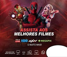 the poster for assistaa aos melhores films with deadpool, iron man and spider - man