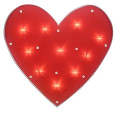 a red heart shaped sign with lights on it