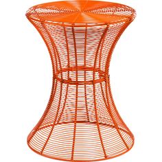 an orange wire side table on a white background