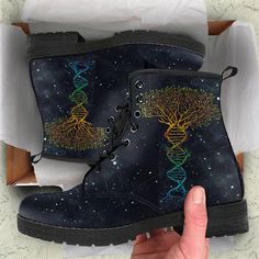 Dna Tree Of Life Leather Boots For Men And Women, Gift For Hippie Lovers, Hippie Boots, Lace Up Boots Lana Clothes, Dna Tree Of Life, Dna Tree, Timberland Boots Outfit Mens, Leather Boots For Men, Timberland Boots Outfit, Timberland Waterproof Boots, Hippie Boots, Dr Shoes