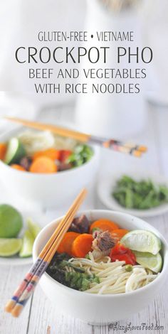 two white bowls filled with food and chopsticks next to each other on a table