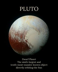 the planet pluto with its name on it's side and an inscription below that reads pluto