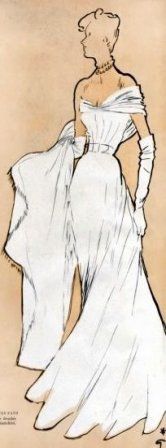 a drawing of a woman in a white dress