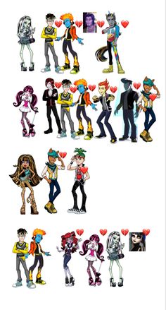 an image of some cartoon characters in different poses