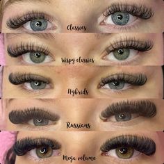 Different Type Of Lashes Extensions, Eyelash Types Extension, All Types Of Lash Extensions, Perfect Lash Extensions, Type Of Lash Extensions Styles, Dreamy Lash Extensions, Lash Extensions Different Styles, Types Of Lashes Extensions Styles, Lash Extensions For Different Eye Shapes