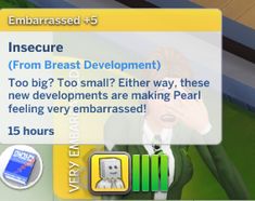 an animated image of a man talking to someone on his cell phone with the text insecure from breast development too big? too small? either way, these new developments are making pearl