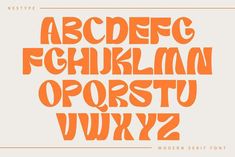 an orange and white typeface with the letter's lowercase, uppercase, and