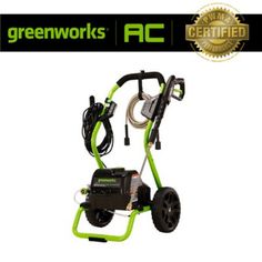 the greenworkss ac portable pressurer is shown in front of a white background