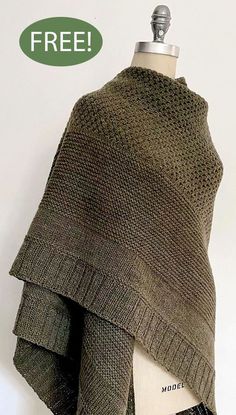 a knitted shawl is shown with the words free on it and an image of a mannequin's torso