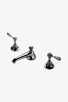 two chrome faucets with handles on each side