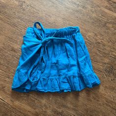 Brand New, Never Worn. Super Cute For Summer, Was Just Too Small For Me. Casual Light Blue Cotton Mini Skirt, Casual Blue Mini Skirt By Urban Outfitters, Blue Solid Color Mini Skirt, Non-stretch Blue Mini Skirt, Aritzia Skirt, Forever 21 Blue Cotton Mini Skirt, Skirts Cute, Tie Skirt, Blue Tie