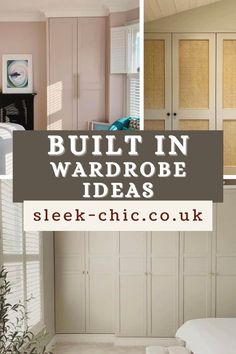 the words built in wardrobes are shown above pictures of bedroom furniture and bedding