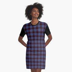 Tee shirt dress in the family tartan for Clan Rutherford; available in six sizes from the Plaidwerx shop at Redbubble. Knit Skirts, Purple Flannel, Tartan Fashion, Royal Stewart Tartan, Gallery Prints, Graphic Dress