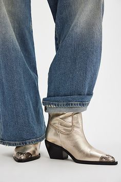 Faster Horses Filigree Boots Faster Horses, Slouchy Style, Chunky Block Heels, Pebbled Leather, Mid Calf, Western Fashion, Cowboy Boots, Block Heels, Leather Upper