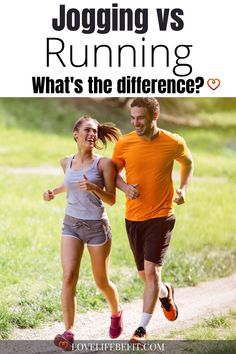 a man and woman running together with the text jogging vs running what's the differences?