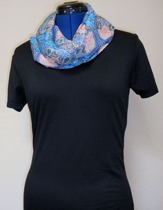 Infinity Scarf Paisley Blue Pink Black White Handmade Unique One of a Kind  | eBay Brands Outlet, Infinity Scarf, Scarf Wrap, Pink Black, Women's Accessories, Scarf Accessory, Paisley, Black Pink, Women Accessories